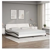 Image de Bedframe met hoofdbord kunstleer wit en zwart 200x200 cm373264