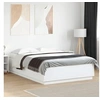 Image de Cadre de Lit avec Lumières LED, Lit Double avec Sommier à Lattes, Lit Adulte de Chambre, Moderne, Blanc 150x200 cm 3209604