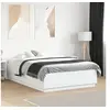 Image de Cadre de Lit avec Lumières LED, Lit Double avec Sommier à Lattes, Lit Adulte de Chambre, Moderne, Blanc 135x190 cm 3209646