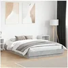 Image de Bedframe met LED-verlichting betongrijs 160x200 cm3209782