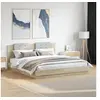 Image de Cadre de Lit avec Tête de Lit et Lumières LED, Sommier à Lattes, Lit Double, Lit Adulte de Chambre à Coucher 3209998
