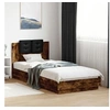 Image de Cadre de Lit avec Tête de Lit et Lumières LED, Sommier à Lattes, Lit Simple, Lit Adulte de Chambre à Coucher 3210035