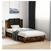 Image de Cadre de Lit Tête de Lit et Lumières LED, Lit Rembourré avec Sommier à Lattes, Lit Simple, Lit Adulte, Moderne, Chêne 3210063