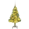 Image de Sapin de Noël Artificiel 150 LED Boules Neige Floquée, Arbre de Noël avec Support, Décoration de Fête avec Lumières Vacance, 150 cm