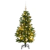 Image de Sapin de Noël Artificiel Articulé 150 LED et Boules, Arbre de Noël avec Support, Décoration de Fête avec Lumières Vacance, 120 cm