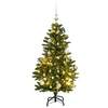 Image de Sapin de Noël Artificiel Articulé 150 LED et Boules, Arbre de Noël avec Support, Décoration de Fête avec Lumières Vacance, 150 cm