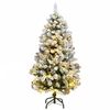 Image de Sapin de Noël Artificiel Articulé 150 LED et Boules, Arbre de Noël avec Lumières, Décoration de Fête Vacance Intérieur Extérieur, 120 cm
