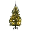 Image de Sapin de Noël Artificiel Articulé 150 LED et Boules, Arbre de Noël avec Support, Décoration de Fête avec Lumières Vacance, 120 cm