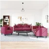 Image de 3-delige Loungeset met kussens fluweel wijnrood3209251