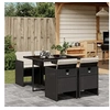 Image de Ensemble à manger de jardin coussins 5pcs Noir Résine tressée 3210534