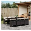 Image de Ensemble à manger de jardin 9pcs coussins noir résine tressée 3210558