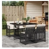 Image de Ensemble à manger de jardin coussins 5pcs noir résine tressée 3210714