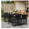Image de Ensemble à manger de jardin coussins 5pcs noir résine tressée 3210715