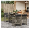 Image de Ensemble à manger de jardin 5 pcs coussins gris résine tressée 3210716