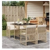 Image de Ensemble à manger de jardin avec coussins 5pcs Beige poly rotin 3210718