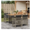 Image de Ensemble à manger de jardin 5 pcs coussins gris résine tressée 3210722