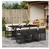 Image de Ensemble à manger de jardin coussins 7 pcs noir résine tressée 3210726