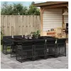 Image de Ensemble à manger de jardin 9pcs coussins noir résine tressée 3210739