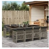 Image de Ensemble à manger de jardin 9 pcs coussins gris résine tressée 3210740