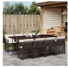Image de Ensemble à manger de jardin et coussins 9 pcs marron poly rotin 3210741
