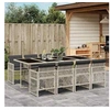 Image de Ensemble à manger de jardin et coussins 9 pcs gris clair rotin 3210743