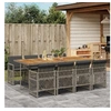 Image de Ensemble à manger de jardin 9 pcs coussins gris résine tressée 3210746