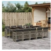 Image de Ensemble à manger de jardin 11pcs avec coussins gris poly rotin 3210752