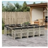 Image de Ensemble à manger de jardin 11pcs avec coussins gris poly rotin 3210755