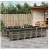 Image de Ensemble à manger de jardin coussins 13 pcs gris résine tressée 3210764