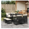 Image de Ensemble à manger de jardin 9pcs coussins noir résine tressée, ensemble à manger d'extérieur, meuble à manger de 3210774
