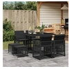 Image de Ensemble à manger de jardin 9pcs coussins noir résine tressée, ensemble à manger d'extérieur, meuble à manger de 3210775