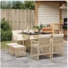 Image de Ensemble à manger de jardin et coussins 9 pcs beige Poly rotin, ensemble à manger d'extérieur, meuble à manger de 3210778