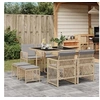 Image de Ensemble à manger de jardin et coussins 9 pcs beige Poly rotin, ensemble à manger d'extérieur, meuble à manger de 3210780