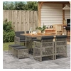 Image de Ensemble à manger de jardin 9 pcs coussins gris résine tressée, ensemble à manger d'extérieur, meuble à manger de 3210782