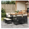 Image de Ensemble à manger de jardin 9pcs coussins noir résine tressée, ensemble à manger d'extérieur, meuble à manger de 3210783