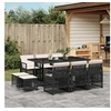 Image de Ensemble à manger de jardin 11 pcs coussins noir résine tressée, ensemble à manger d'extérieur, meuble à manger de 3210786