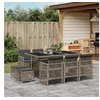 Image de Ensemble à manger de jardin 11pcs avec coussins gris poly rotin, ensemble à manger d'extérieur, meuble à manger de 3210788