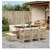 Image de Ensemble à manger de jardin et coussins 11 pcs beige poly rotin, ensemble à manger d'extérieur, meuble à manger de 3210790