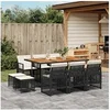 Image de 11-delige Tuinset met kussens poly rattan zwart3210795