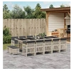 Image de Ensemble à manger de jardin et coussins 15 pcs gris clair rotin, ensemble à manger d'extérieur, meuble à manger 3210815