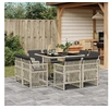 Image de Ensemble à manger de jardin et coussins 9 pcs gris clair rotin, ensemble de salle à manger d'extérieur, meuble de 3210839