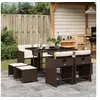 Image de Ensemble à Manger de Jardin et Coussins 9 pcs, Chaises à Manger avec Accoudoirs, Ensemble de Meubles avec Table, 3211137