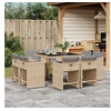 Image de Ensemble à Manger de Jardin et Coussins 9 pcs, Chaises à Manger avec Accoudoirs, Ensemble de Meubles avec Table, 3211200
