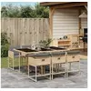 Image de Ensemble à manger de jardin coussins 7 pcs mélange beige rotin