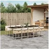 Image de Ensemble à Manger de Jardin avec Coussins 11 pcs, Table et Chaises à Dossier Rabattable, Meubles d'Extérieur Patio 3211294