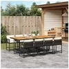 Image de Ensemble à manger de jardin 9pcs coussins noir résine tressée 3211467