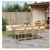 Image de Ensemble à Manger de Jardin avec Coussins 9 pcs, Table et Chaises à Dossier Rabattable, Meubles d'Extérieur Patio Terrasse, Moderne, Beige Résine