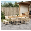 Image de Ensemble à Manger de Jardin avec Coussins 13 pcs, Table et Chaises à Dossier Rabattable, Meubles d'Extérieur Patio Terrasse, Moderne, Beige Résine