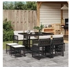 Image de Ensemble à manger de jardin 9pcs coussins noir résine tressée 3211674