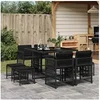 Image de Ensemble à manger de jardin 9pcs coussins noir résine tressée 3211675